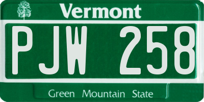 VT license plate PJW258