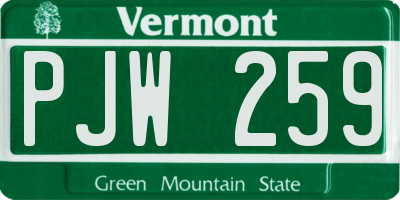 VT license plate PJW259