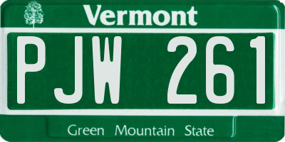 VT license plate PJW261