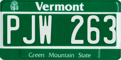 VT license plate PJW263