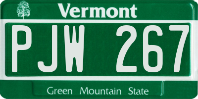 VT license plate PJW267
