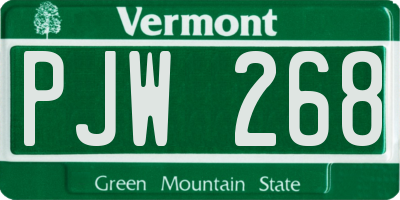VT license plate PJW268