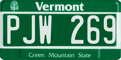 VT license plate PJW269