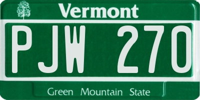 VT license plate PJW270