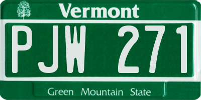 VT license plate PJW271