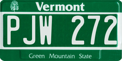VT license plate PJW272