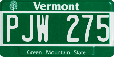 VT license plate PJW275