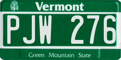 VT license plate PJW276