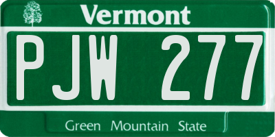 VT license plate PJW277