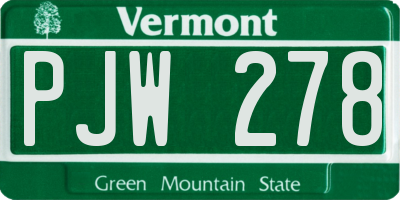 VT license plate PJW278
