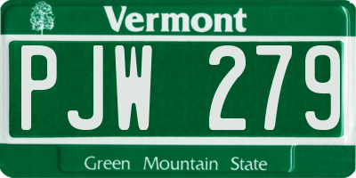 VT license plate PJW279