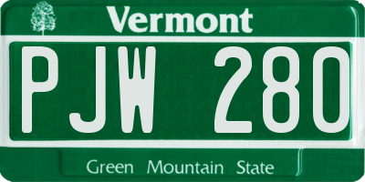 VT license plate PJW280
