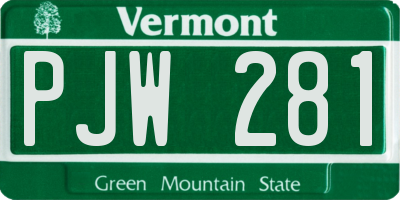 VT license plate PJW281