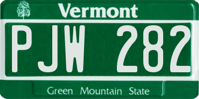 VT license plate PJW282