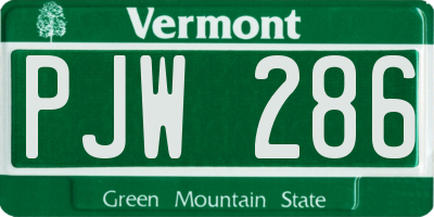 VT license plate PJW286