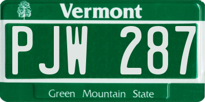 VT license plate PJW287