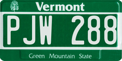 VT license plate PJW288