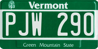 VT license plate PJW290