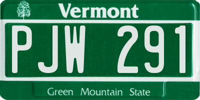 VT license plate PJW291
