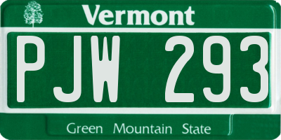 VT license plate PJW293