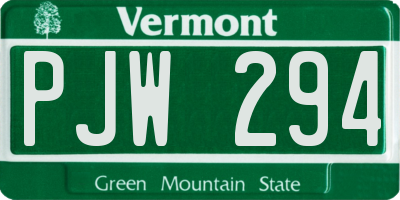 VT license plate PJW294