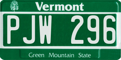 VT license plate PJW296