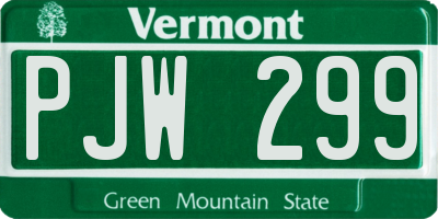 VT license plate PJW299