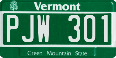 VT license plate PJW301