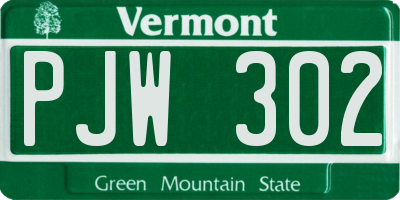 VT license plate PJW302