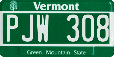 VT license plate PJW308