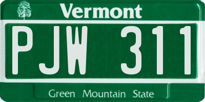VT license plate PJW311