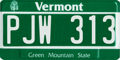 VT license plate PJW313