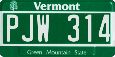 VT license plate PJW314