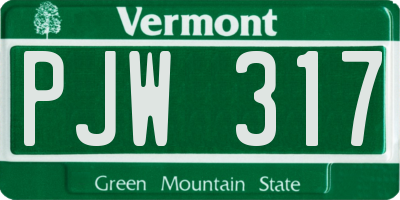 VT license plate PJW317