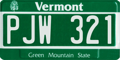 VT license plate PJW321
