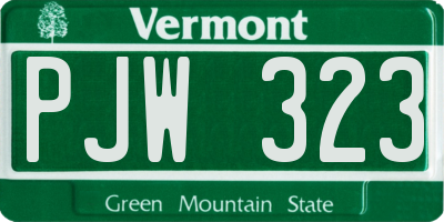 VT license plate PJW323