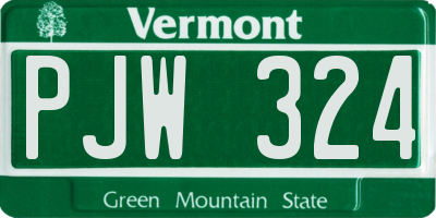 VT license plate PJW324