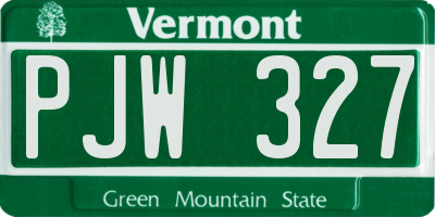 VT license plate PJW327
