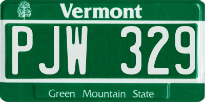 VT license plate PJW329