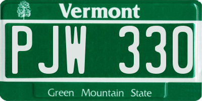 VT license plate PJW330
