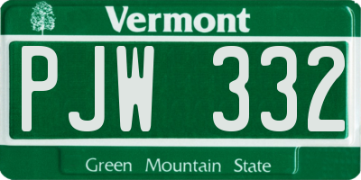 VT license plate PJW332