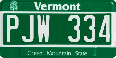 VT license plate PJW334