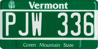 VT license plate PJW336