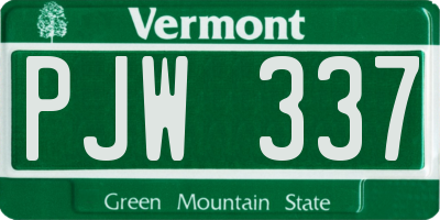 VT license plate PJW337