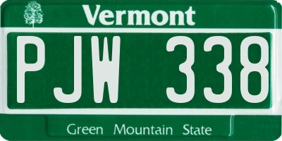 VT license plate PJW338