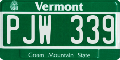 VT license plate PJW339