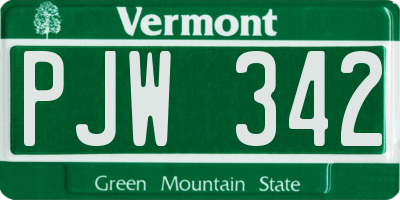VT license plate PJW342
