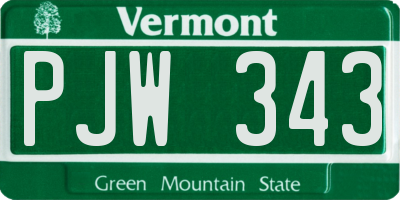 VT license plate PJW343
