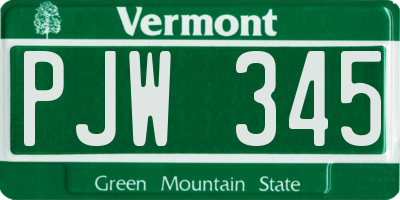 VT license plate PJW345