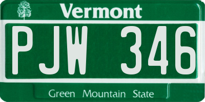 VT license plate PJW346
